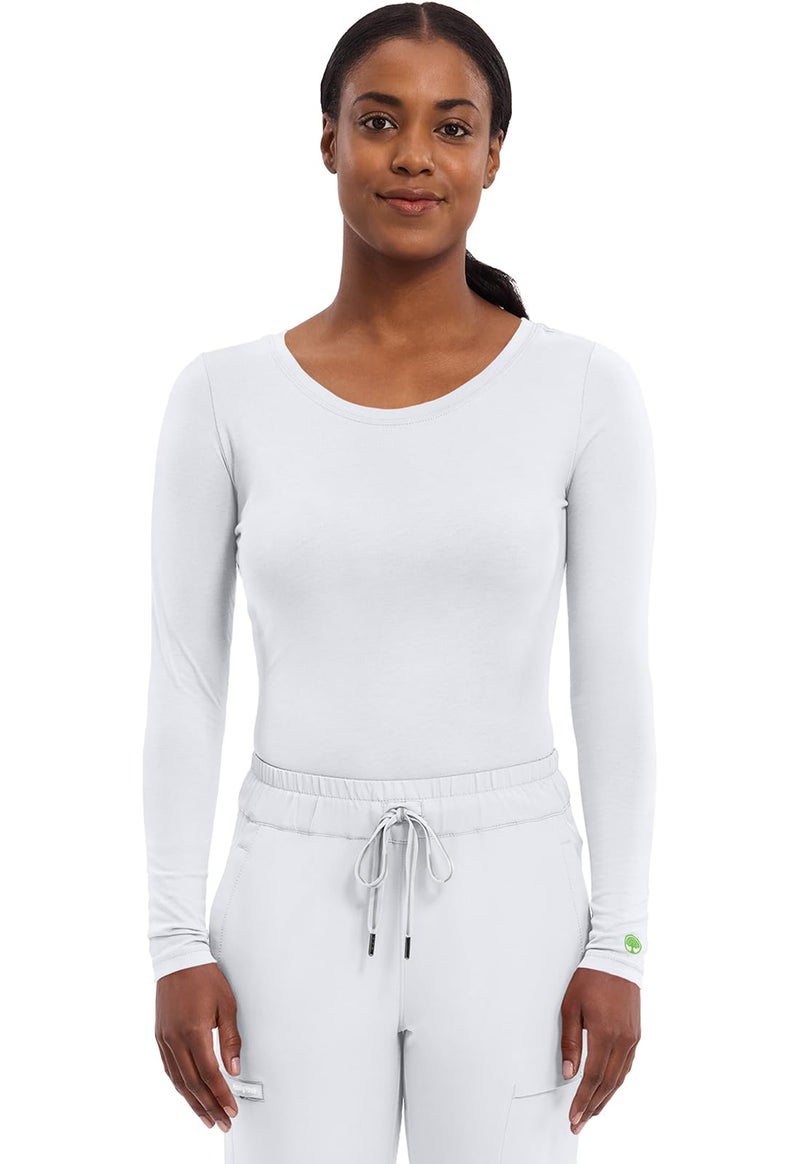 Healing Hands Women's Underscrub Soft Knit Melissa Longsleeve Scrub Tee with Breathable & Easy Care Fabric Plus Size 5047, 2XL, White - Image 1